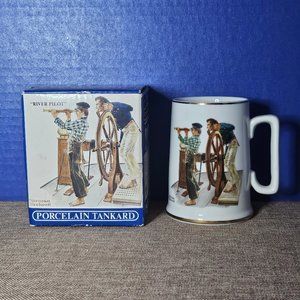 Vintage Norman Rockwell Mug 1985 River Pilot Coffee Cup 12 Ounce